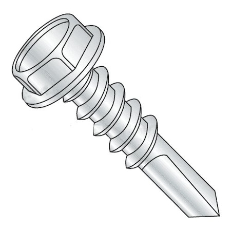 Newport Fasteners Self-Drilling Screw, 1/4"-28 x 4 in, Climaseal Steel Flange Hex Head External Hex Drive, 500 PK 320546-500